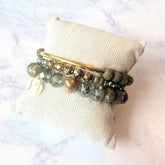 Grounded Agate Crystal Beaded Stretch Bracelet Set